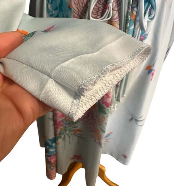 Vintage Kay Windsor Long Sleeve Floral Midi Dress Drape V Neck - Picture 7 of 13